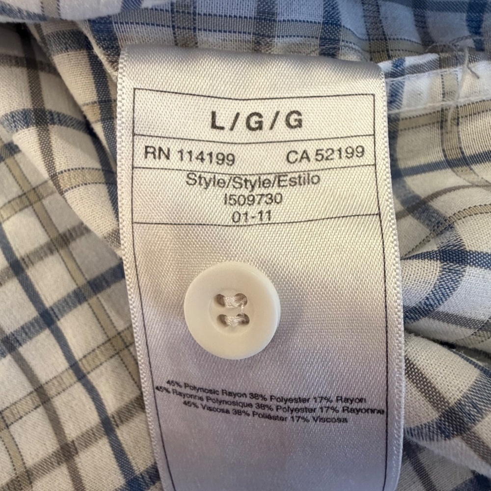 Quicksilver Men's Plaid White Blue & Tan, Sporty, Casual, California, Size Large - Picture 9 of 14